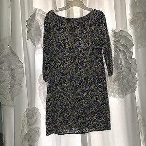 NWOT Retro & Floral Mini Dress with 3/4 Sleeves